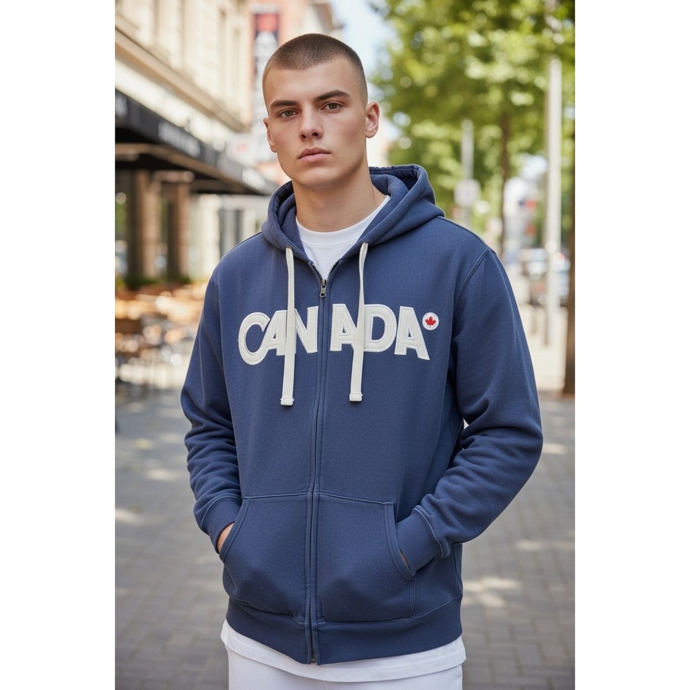 Vancouver 2010 Olympics Canada Zip Hoodie XL Made in Canada Hudson's Bay Navy‎